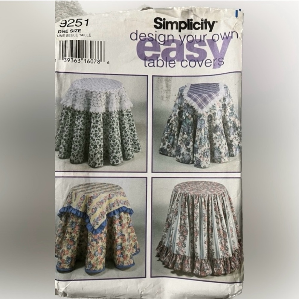 🍄NEW Vintage Simplicity 9251 Table Cover Variety Uncut Pattern Sewing Art Craft